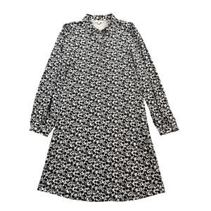 Boden Black White Floral Long Sleeve Dress Size 10 Tall